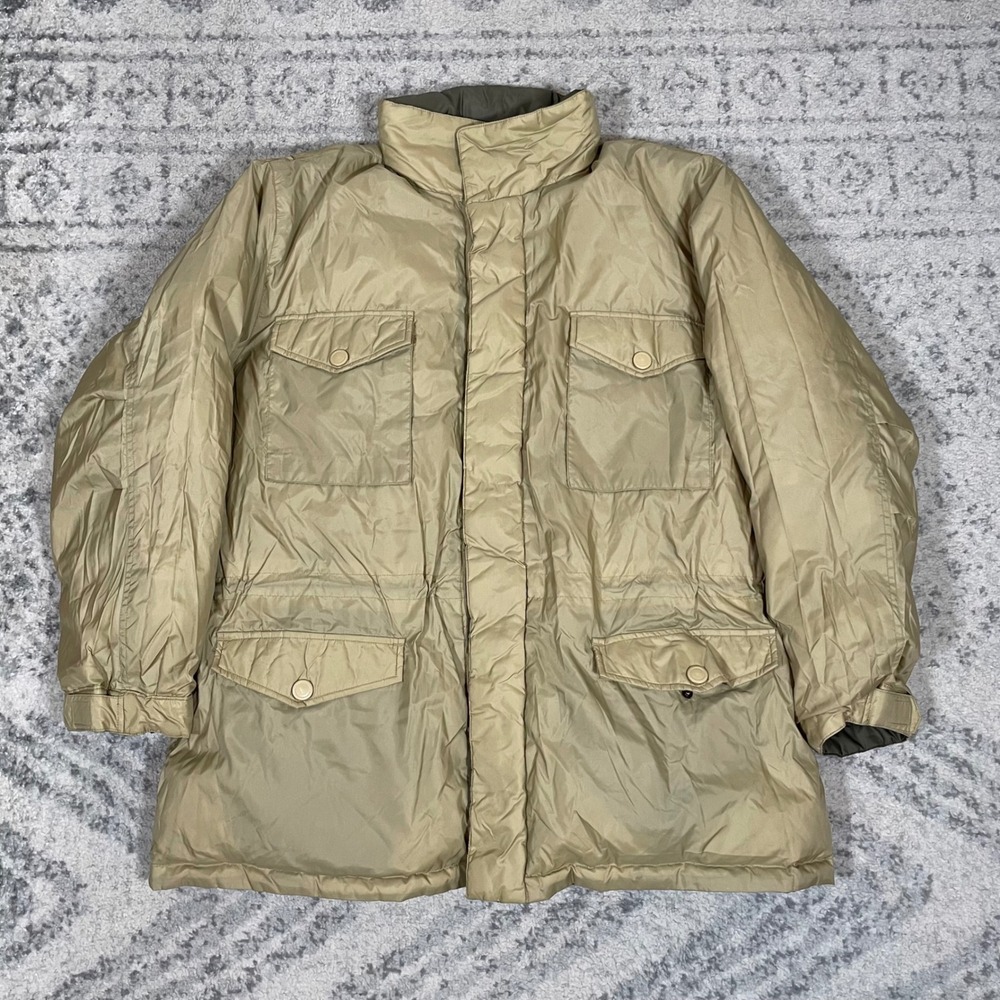 American Eagle Outfitters Reversible Down Puffer Jacket Hideaway Hood Mens L Y2K - Picture 3 of 9